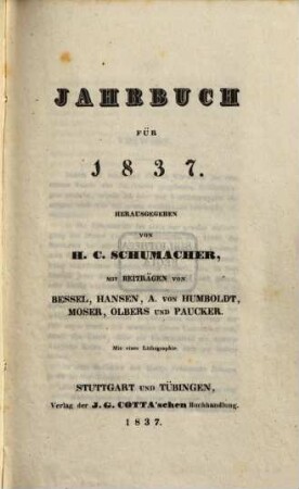Jahrbuch : für .... 1837
