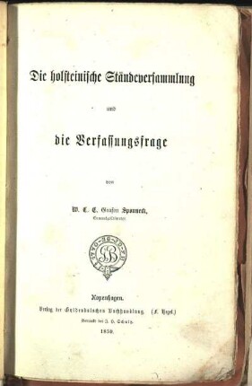 Die holsteinische Ständeversammlung und die Verfassungsfrage