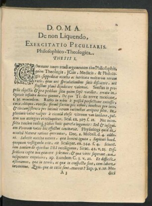 De non Liquendo, Exercitatio Peculiaris. Philosophica - Theologica.