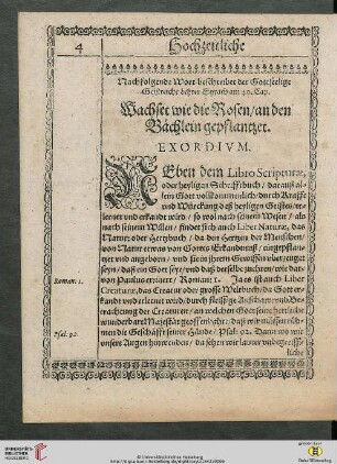 Wachset wie die Rosen / an den Bächlein gepflantzet