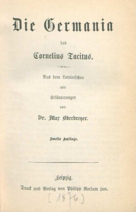 Die Germania des Cornelius Tacitus