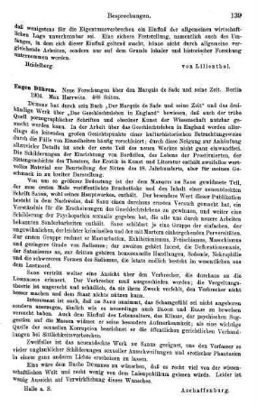 139, Eugen Dühren, Neue Forschungen über den Marquis de Sade und seine Zeit, 1904