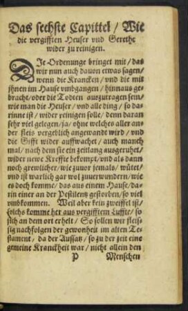 Das sechste Capittel/ Wie die vergifften Heuser und Gerethe wider zu reinigen.