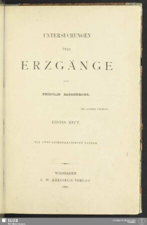 1: Erstes Heft : mit zwei lithographirten Tafeln