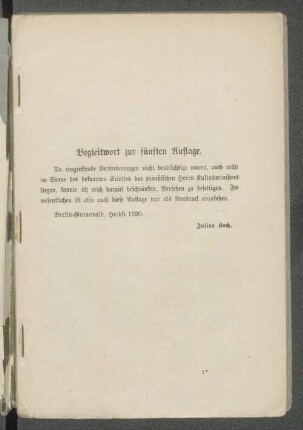 Begleitwort zur fünften Auflage.