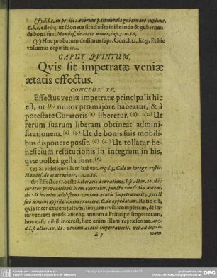 Caput Quintum. Quis sit impetratae veniae aetatis effectus