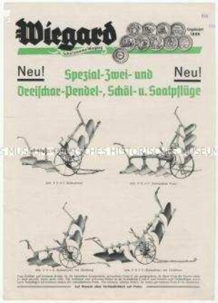 Spezial-Zwei- und Dreischar-Pendel- und Saatpflüge