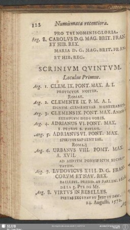 Scrinium Quintum. [Numismata recentiora]