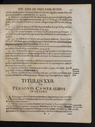 Titulus XXII. De Personis Cameralibvs In Genere.