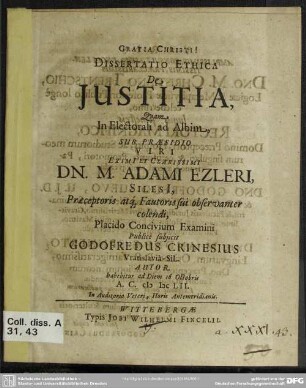 Dissertatio ethica de justitia
