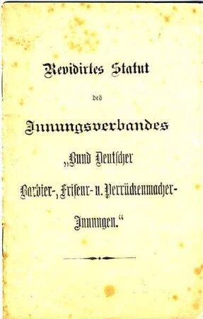 REVIDIERTES STATUT DES INNUNGSVERBANDES BERLIN, 1898