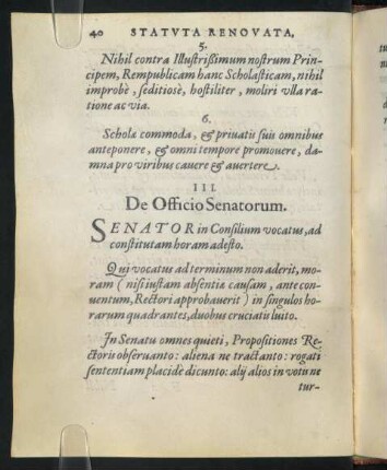 III. De Officio Senatorum.
