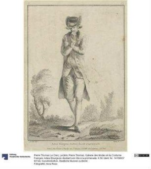 Gallerie des Modes et du Costume Français: Acteur Bourgeois étudiant son rôle à la promenade. K.58