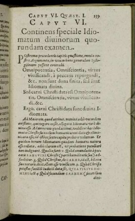 Caput VI. Continens speciale Idiomatum diuinorum quorundam examen.