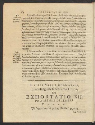 Rivulus Mellis Duodecimus ... Exhortatio XII. Pro Mense Decembri.