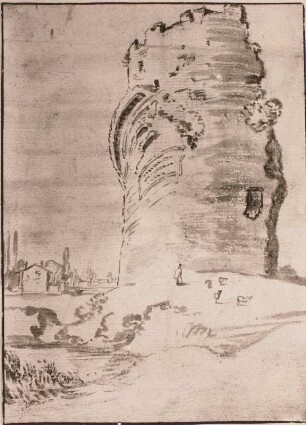 Festungsturm als Ruine (Der Schafhirt an der Grabmalsruine)