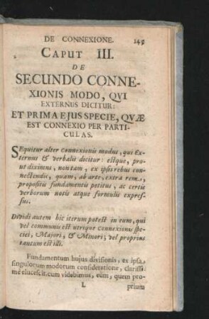 Caput III. De Secundo Connexionis Modo, Qui Externus Dicitur.