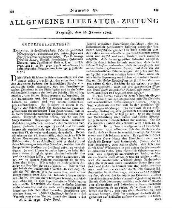Seiler, G. F.: Ueber die göttlichen Offenbarungen. T. 1-2. Vornehmlich die welche Jesus und seine Gesandten empfangen haben. Erlangen: Bibelanstalt 1796-97