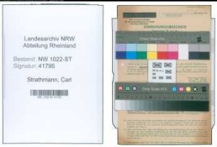 Entnazifizierung Carl Strathmann , geb. 13.09.1897 (Kaufmaennischer Angestellter)