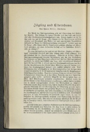 Zögling und Elternhaus.