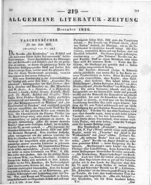 [Taschenbücher für das Jahr 1837] Alpenrosen. Auf das Jahr 1837. Aarau: Christen 1837