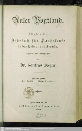 4.1897/98: Unser Vogtland : illustriertes Jahrbuch für Landsleute in der Heimat und Fremde