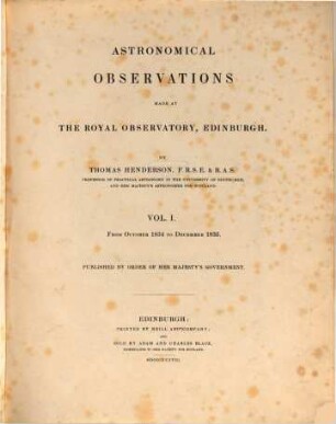 Astronomical observations made at the Royal Observatory, Edinburgh. 1. 1834/35