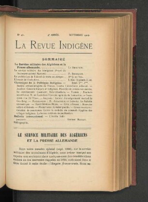 Le Service Militaire des Algériens. Et la Presse Allemande.