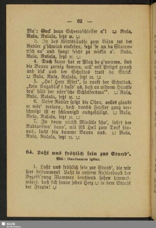 64. Laßt uns fröhlich sein zur Stund'