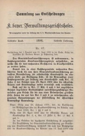 Siebenter Band. 1886. Siebente Lieferung. - Nr. 47. - Nr. 56.
