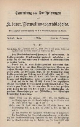 Siebenter Band. 1886. Siebente Lieferung. - Nr. 47. - Nr. 56.