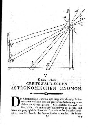 V. Über dem greifswaldischen astronomischen Gnomon.