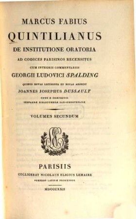 Marcus Fabius Quintilianus De Institutione oratoria. 2 : [Lib. 4 - 6]