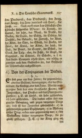d) Von der Conjugation der Verben.