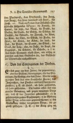 d) Von der Conjugation der Verben.