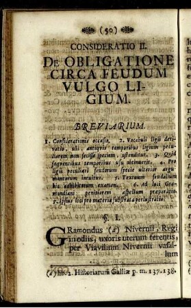 Consideratio II. De Obligatione Circa Feudum Vulgo Ligium