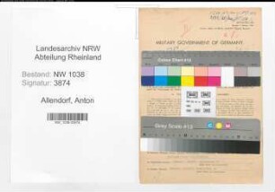 Entnazifizierung Anton Allendorf , geb. 25.09.1887 (Postbeamter)