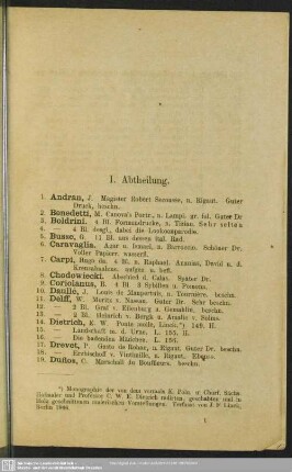I. Abtheilung