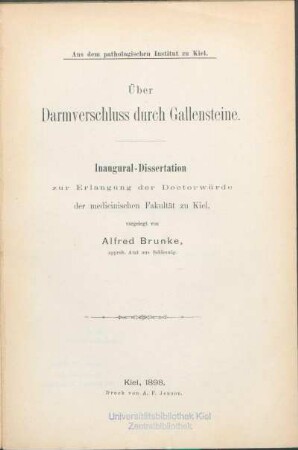 Über Darmverschluss durch Gallensteine