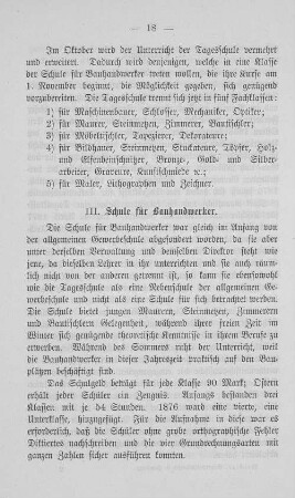 III. Schule für Bauhandwerker.
