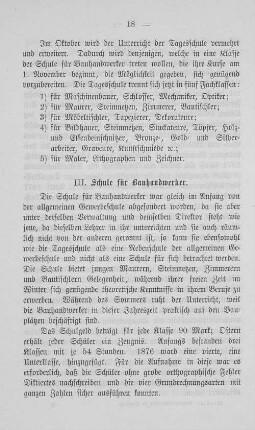 III. Schule für Bauhandwerker.