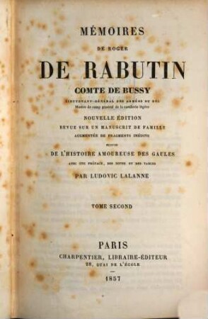 Mémoires de Roger de Bussy-Rabutin, II
