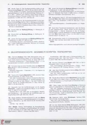 III. Gelehrtengeschichte. Gesammelte Schriften. Festschriften