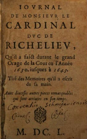 Journal de M. le Card. duc. de Richelieu