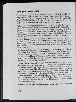 Zehn Jahre AUSKUNFT