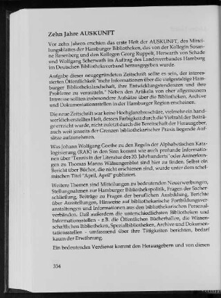 Zehn Jahre AUSKUNFT