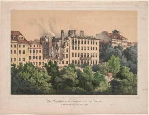 Maiaufstand 1849 in Dresden, Brandruinen an der Zwingerstraße
