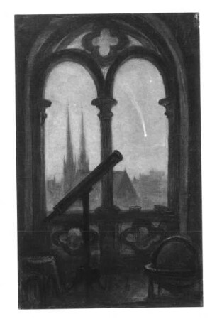 Gotisches Fenster mit Fernrohr