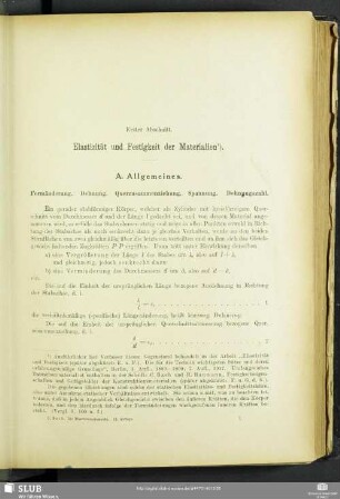 Erster Abschnitt. Elastizität und Festigkeit der Materialien.
