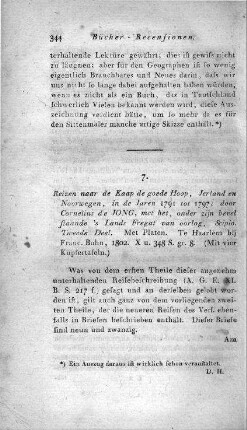 Reizen naar de Kaap de goede Hoop, Jerland en Noorwegen, in de jaren 1791 tot 1797 : ... met het, onder zijn bevel staande, 's lands fregat van oorloy, Sripios / Cornelius de Jong. - Haarlem. - Deel 2, 1802